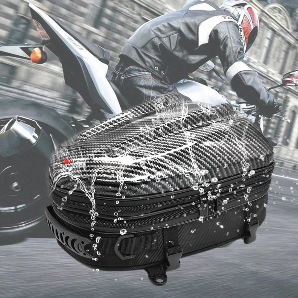 Motorcycle Tail Bag Waterproof ABS Hard-Shell Back Seat Pack Expandable Capacity Backseat Pack Travel Helmet Bag Motocross 
Motorcycle Tail Bag Waterproof ABS Hard-Shell Back Seat Pack Expandable Capacity Backseat Pack Travel Helmet Bag Motocross