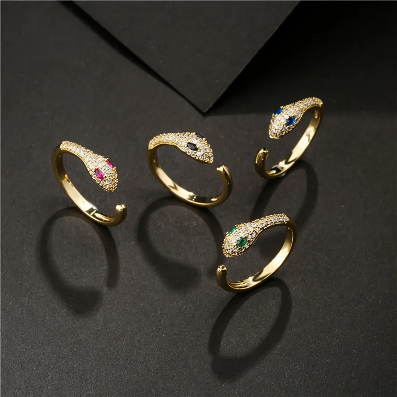 European and American New Fashion Micro-inlaid Zircon Snake Ring Ladies Ring Ring Size Adjustable
European and American New Fashion Micro-inlaid Zircon Snake Ring Ladies Ring Ring Size Adjustable