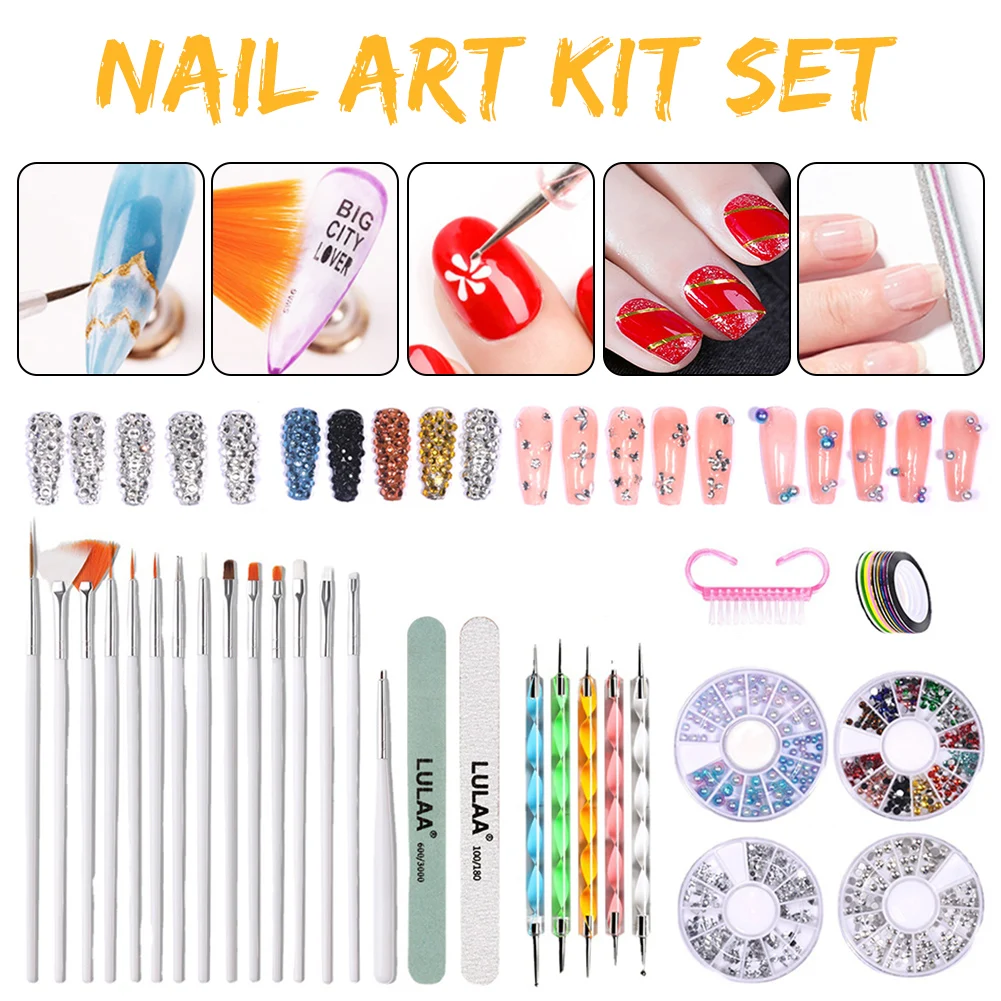 Nail Art Kit Set Nail Painting Brushes Rhinestones Dotting Pen and Striping Tape Nail Design Kit Manicure Tool for Nail Art DIY
Nail Art Kit Set Nail Painting Brushes Rhinestones Dotting Pen and Striping Tape Nail Design Kit Manicure Tool for Nail Art DIY