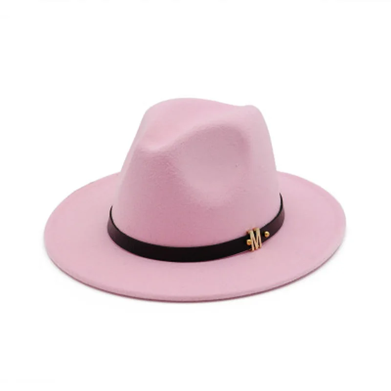 women hats felted fedora wide brim solid color M letter winter hats band belt church wedding formal black green men winter hats
women hats felted fedora wide brim solid color M letter winter hats band belt church wedding formal black green men winter hats