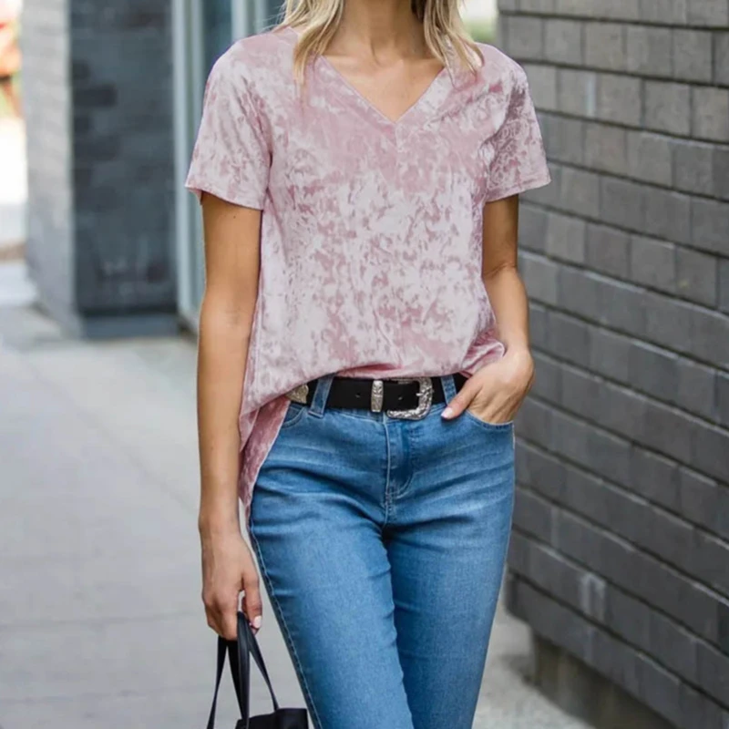 Gold Velvet Female Blouse short-sleeved V-neck Casual And Comfortable Top 2020 Summer New Fashion Female Blouse
Gold Velvet Female Blouse short-sleeved V-neck Casual And Comfortable Top 2020 Summer New Fashion Female Blouse