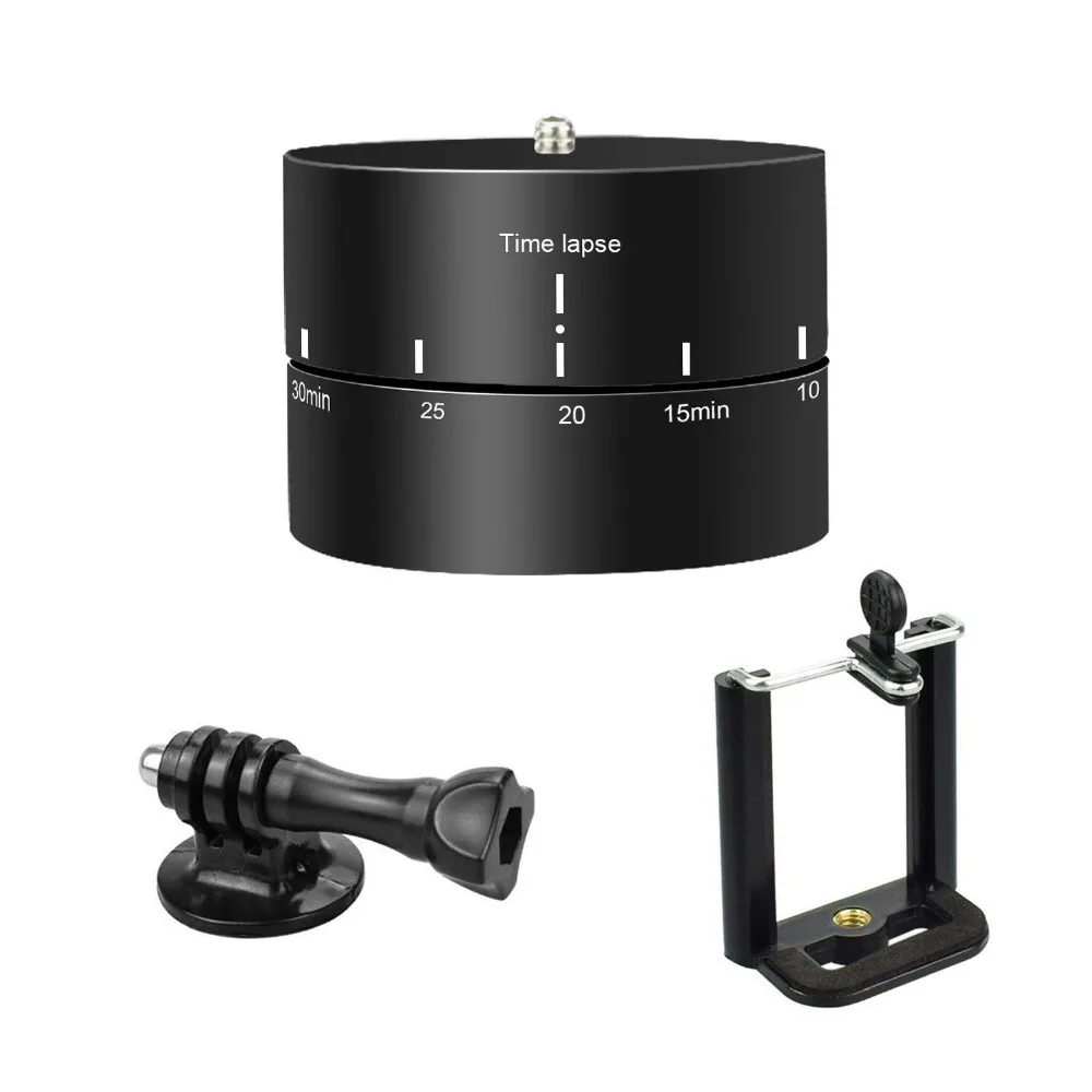 Time Lapse 360 Degree Auto Rotate Base 60 120 Minutes Timelapse Tripod Heads for Gopro hero 7 6 5 4 3 Canon Action Camera Phone
Time Lapse 360 Degree Auto Rotate Base 60 120 Minutes Timelapse Tripod Heads for Gopro hero 7 6 5 4 3 Canon Action Camera Phone