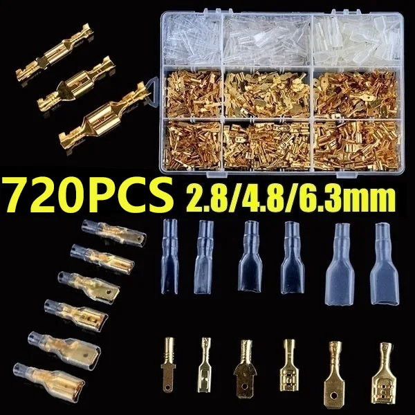 720PCS Golden Electrical Wire Crimp Terminal Connector Male Female Spade 2.8mm/4.8mm/6.3mm Kit wire crimp connector
720PCS Golden Electrical Wire Crimp Terminal Connector Male Female Spade 2.8mm/4.8mm/6.3mm Kit wire crimp connector