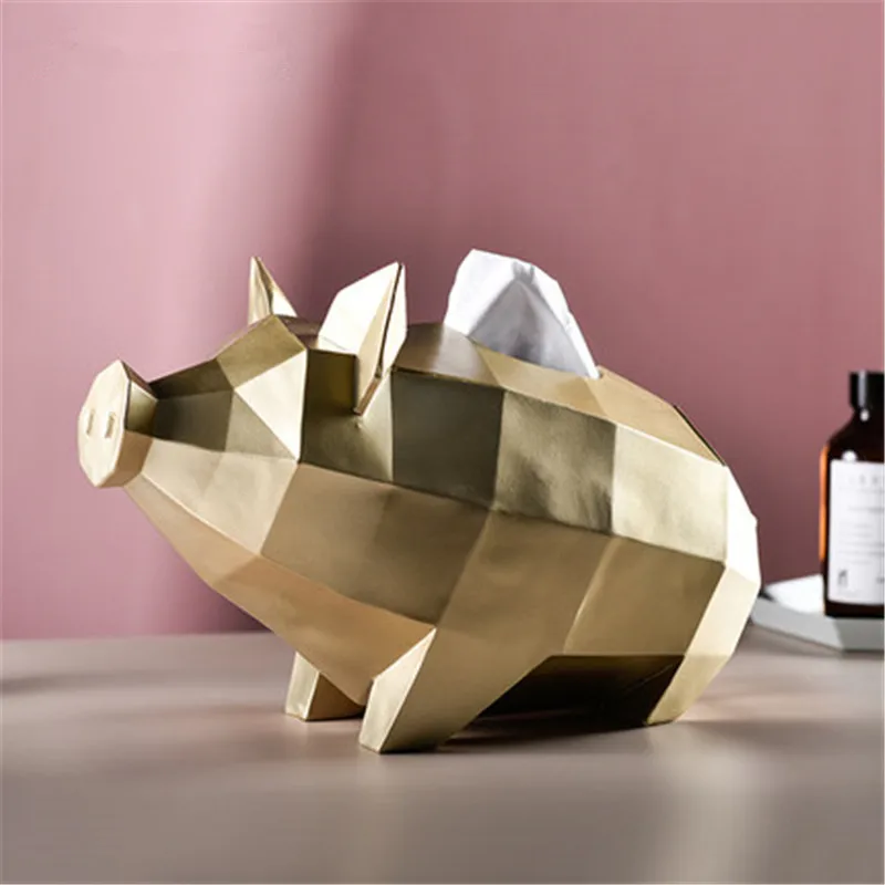 Nordic Modern Geometric Golden Piggy Tissue Box Creative Living Room Dining Room Home Drawer Tray Pig Year Napkin Tray M3758 
Nordic Modern Geometric Golden Piggy Tissue Box Creative Living Room Dining Room Home Drawer Tray Pig Year Napkin Tray M3758