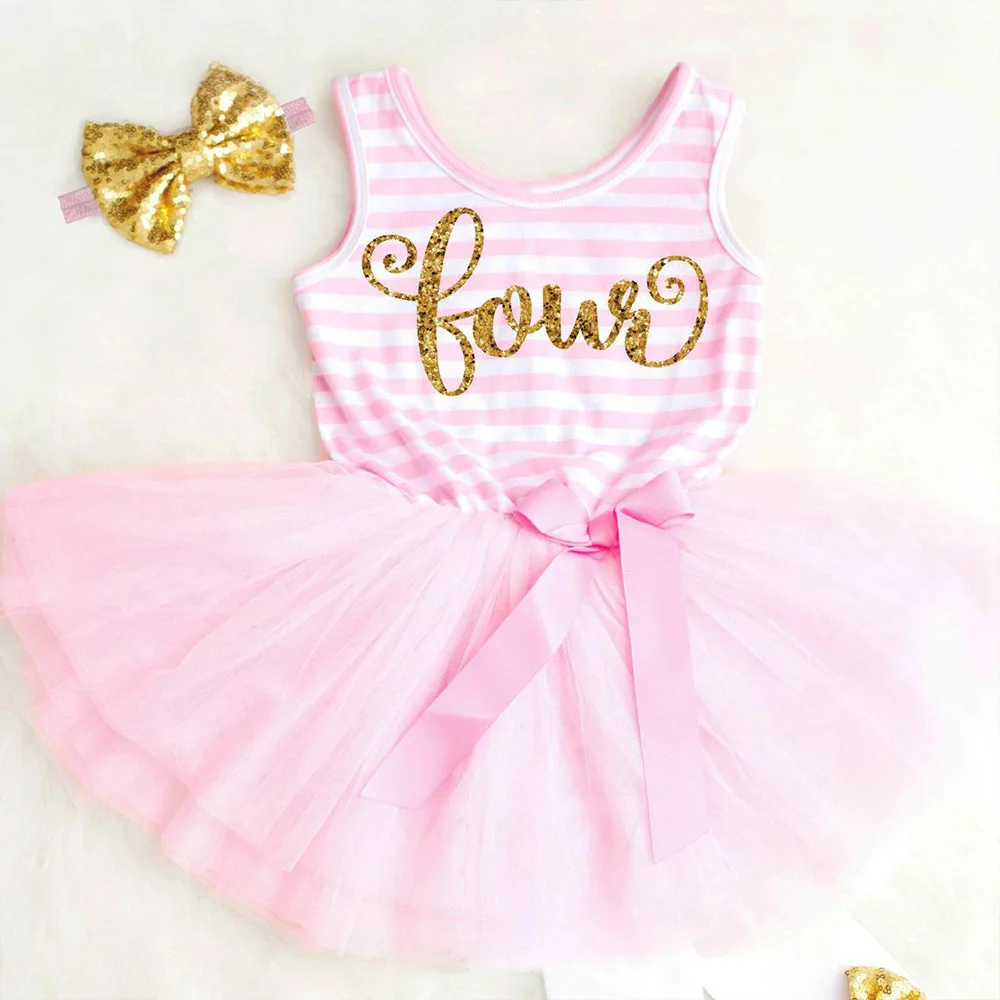 

Custom 4ths girl Birthday Outfit personalized Toddler Fourth Birthday Pink and Gold Pink baby Party outfits
