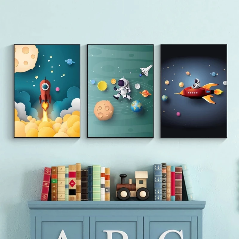 Modern Cartoon Space Astronaut Rocket Picture Decor Boy Bedroom Creative Wall Painting Living Room Bedroom Art Home Decoration
Modern Cartoon Space Astronaut Rocket Picture Decor Boy Bedroom Creative Wall Painting Living Room Bedroom Art Home Decoration