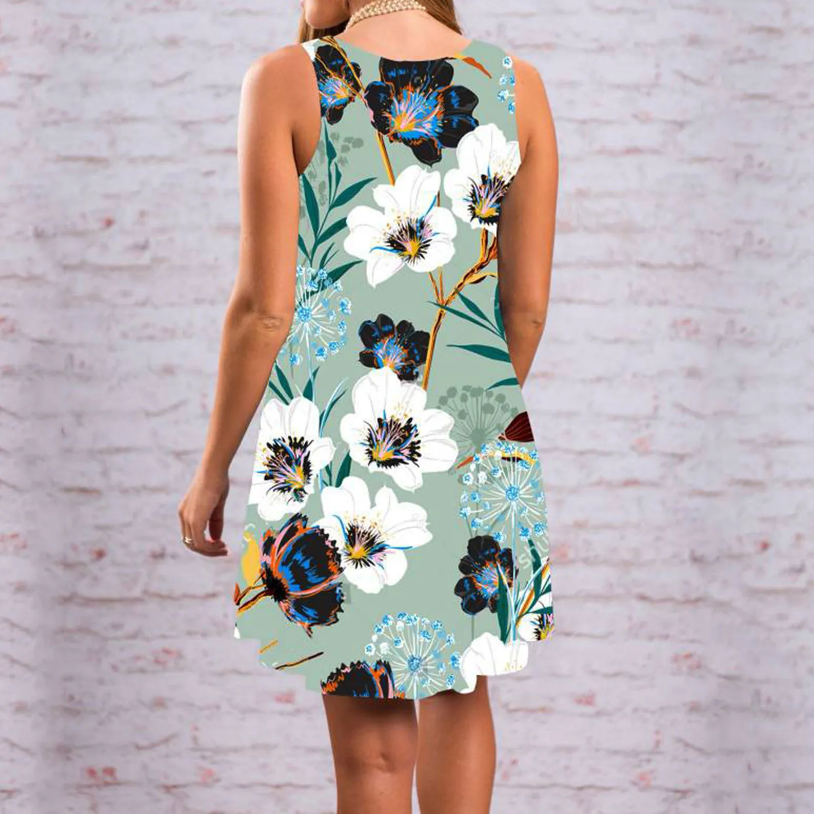Dress For Women Summer New Sleeveless O-neck High Waist Slim Flower Printed Dress Female Loose Party Midi Dresses#35
Dress For Women Summer New Sleeveless O-neck High Waist Slim Flower Printed Dress Female Loose Party Midi Dresses#35