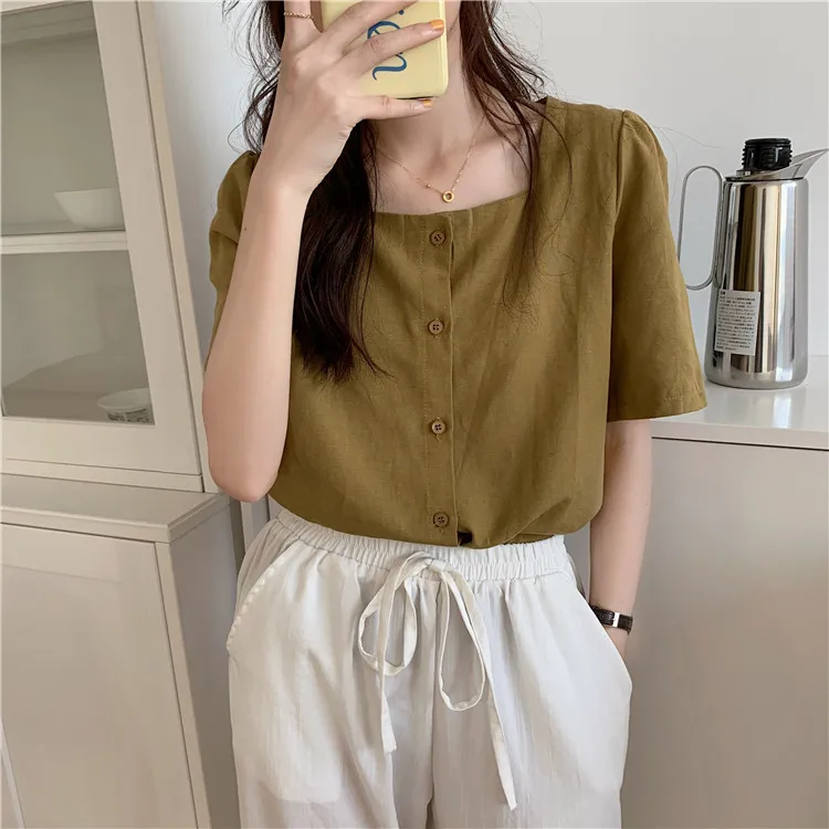 New spring Vintage solid female Oversize Tops Women Shirt short sleeve Girls Blouse Summer Plus Size Women Blouses femme Blusas
New spring Vintage solid female Oversize Tops Women Shirt short sleeve Girls Blouse Summer Plus Size Women Blouses femme Blusas