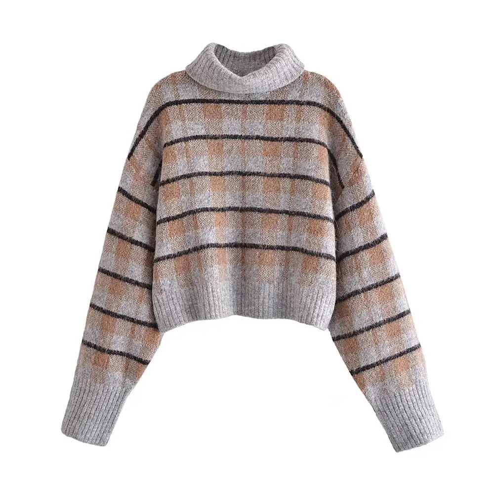 KRSB Autumn Za 2021 Women's Gray Knitted Turtleneck Striped Print Design Long-Sleeved Sweater Pullover Casual Street Style
KRSB Autumn Za 2021 Women's Gray Knitted Turtleneck Striped Print Design Long-Sleeved Sweater Pullover Casual Street Style