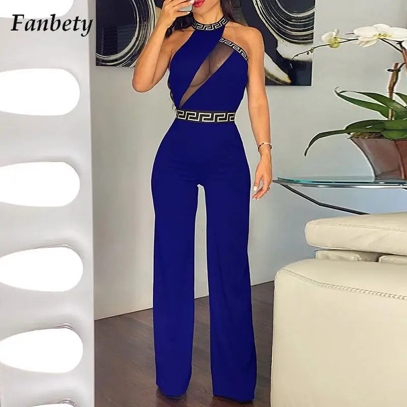 Women Elegant Letter Print Halter Jumpsuits 2022 Spring Sexy Sleeveless Party Playsuit Ladies See-Through Mesh Wide Leg Romper
Women Elegant Letter Print Halter Jumpsuits 2022 Spring Sexy Sleeveless Party Playsuit Ladies See-Through Mesh Wide Leg Romper