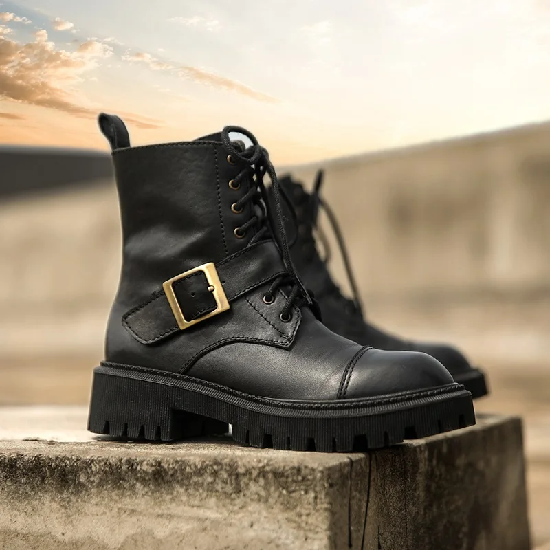 MEZEREON Short Boots Natural Leather Winter Shoes Woman Punk Style Ankle Boots Daily Footwear With Buckle Waterproof
MEZEREON Short Boots Natural Leather Winter Shoes Woman Punk Style Ankle Boots Daily Footwear With Buckle Waterproof