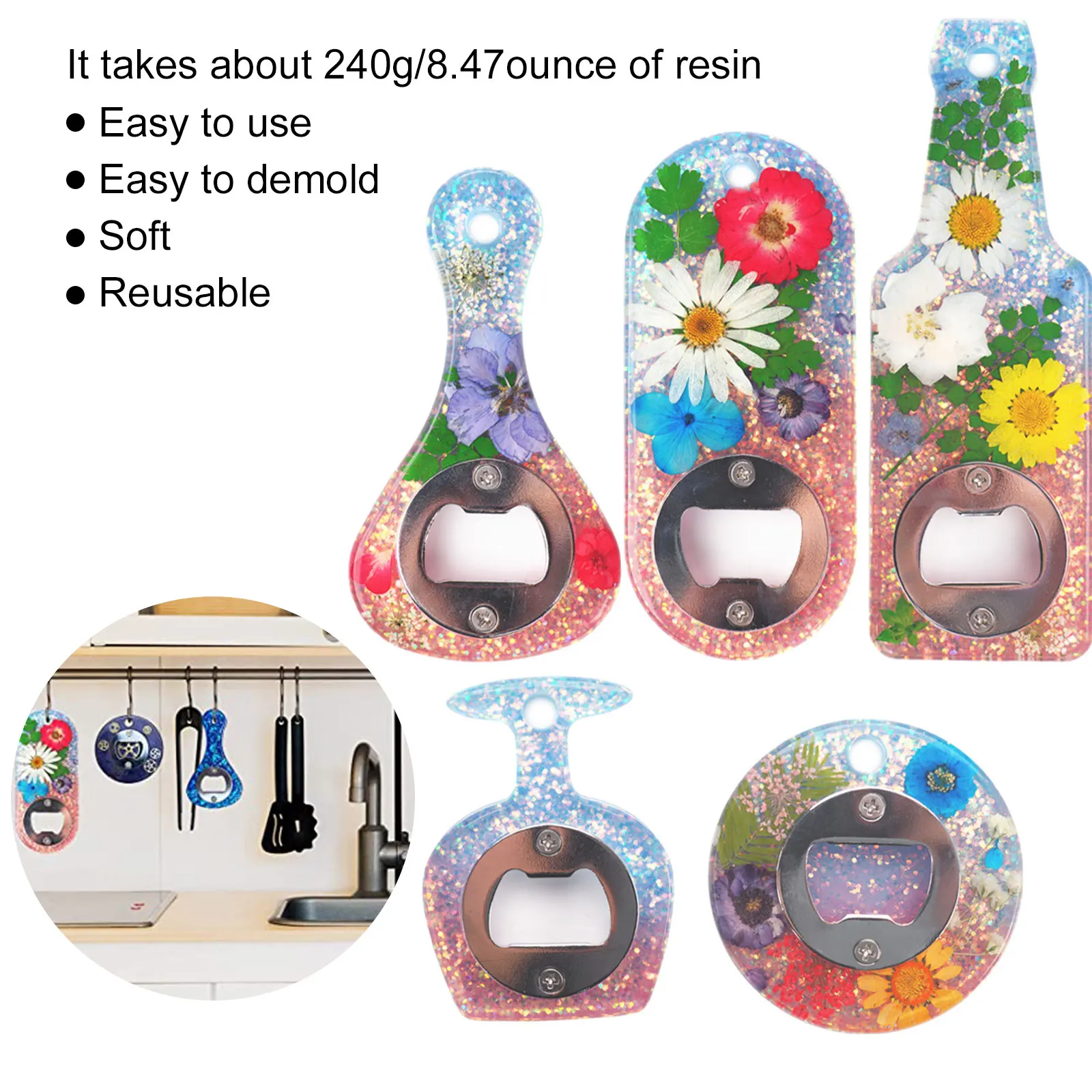 Cute Bottle Opener Resin Mold Beer Opener Mirror Silicone Mold Keychain Epoxy Mould with 5PCS Corkscrew for DIY Gift Table Decor
Cute Bottle Opener Resin Mold Beer Opener Mirror Silicone Mold Keychain Epoxy Mould with 5PCS Corkscrew for DIY Gift Table Decor