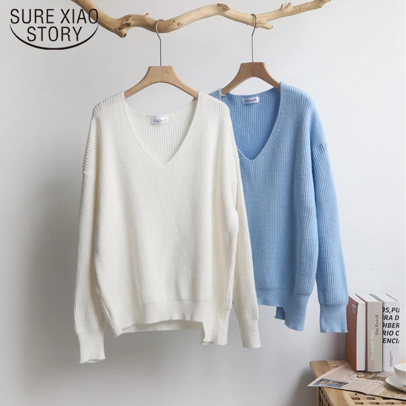 Women's Irregular Oversize Sweater Knitted Autumn Winter V Neck Blue Thick Knit Pullover Long Sleeve White Warm Sweaters 17630
Women's Irregular Oversize Sweater Knitted Autumn Winter V Neck Blue Thick Knit Pullover Long Sleeve White Warm Sweaters 17630