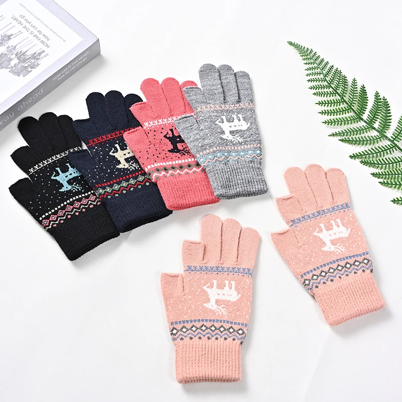 1 Pair elk Fingerless Knitted Gloves Two/Half-finger Exposed Mittens Autumn Winter Faux Cashmere Wool Motocycling
1 Pair elk Fingerless Knitted Gloves Two/Half-finger Exposed Mittens Autumn Winter Faux Cashmere Wool Motocycling