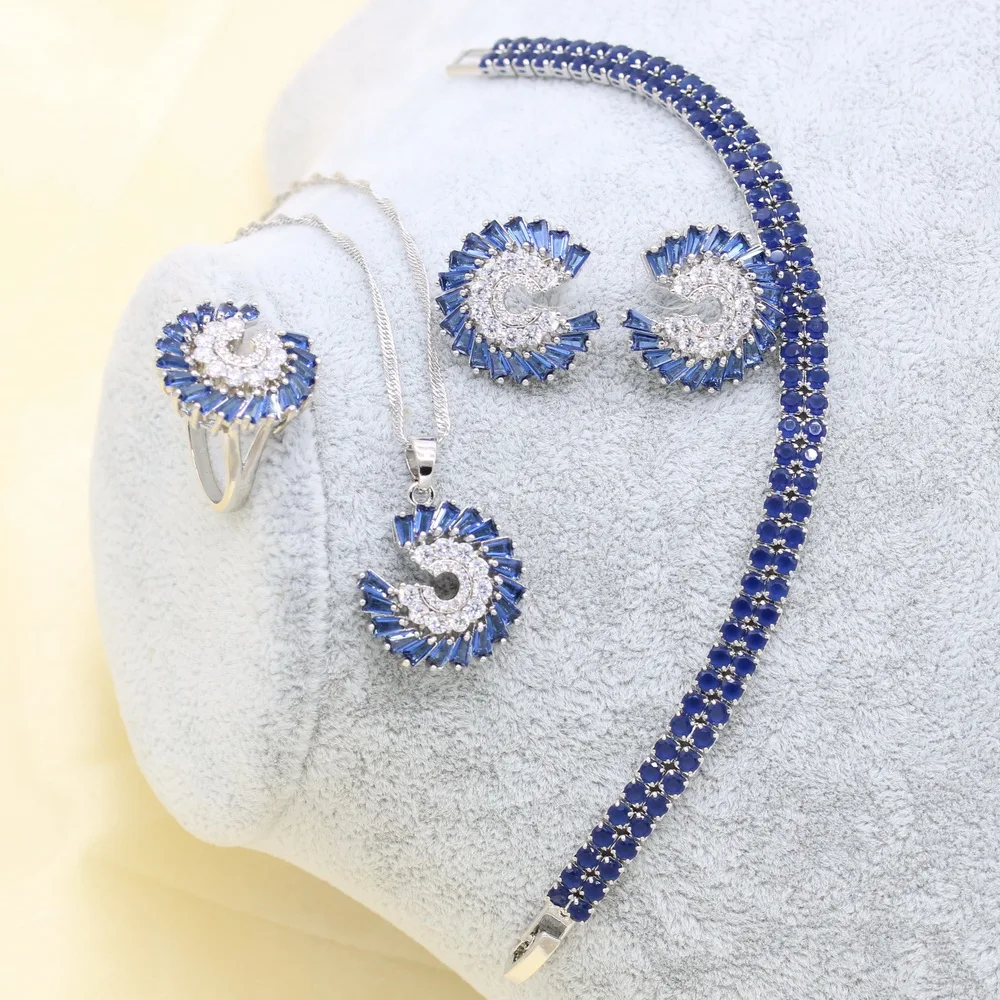 XUTAAYI Blue Semi-precious Silver Color Jewelry Sets for Women Stud Earrings Necklace Pendant Ring Bracelet
XUTAAYI Blue Semi-precious Silver Color Jewelry Sets for Women Stud Earrings Necklace Pendant Ring Bracelet