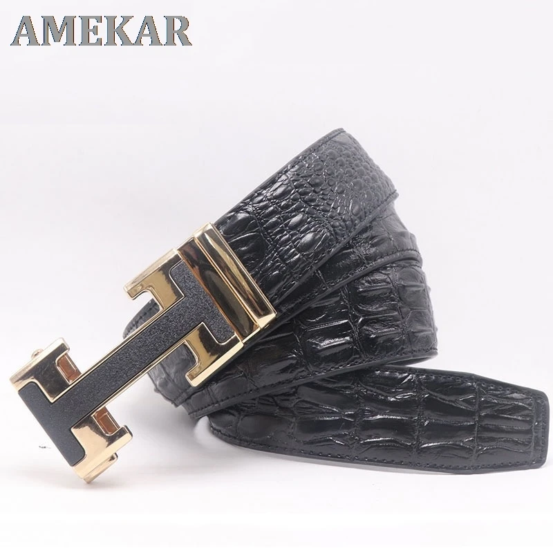 2021 Brand Luxury Men Belts Genuine Leather Crocodile Pattern Lettern Buckle Belts for Men Business Fashion Strap
2021 Brand Luxury Men Belts Genuine Leather Crocodile Pattern Lettern Buckle Belts for Men Business Fashion Strap