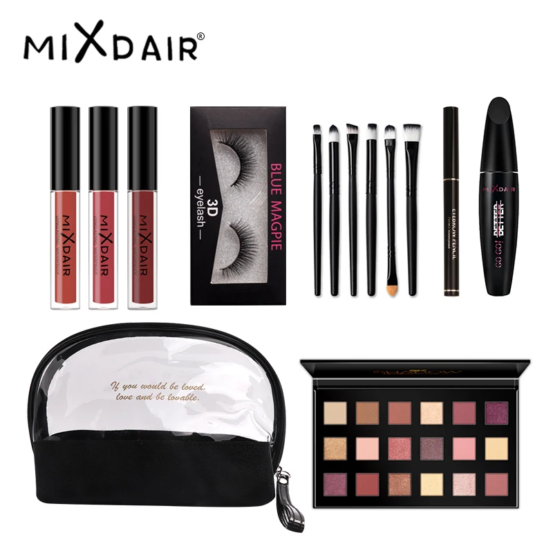 MIXDAIR набор для макияжа 8 шт. подарочный с косметической сумкой в том числе помады 3D