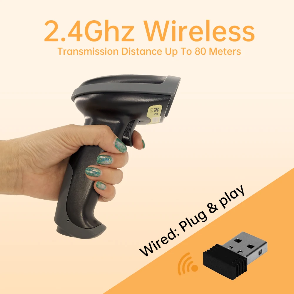 Сканер штрих-кода с функцией считывания штрих-кодов кронштейном 1D USB 2 4G Bluetooth от