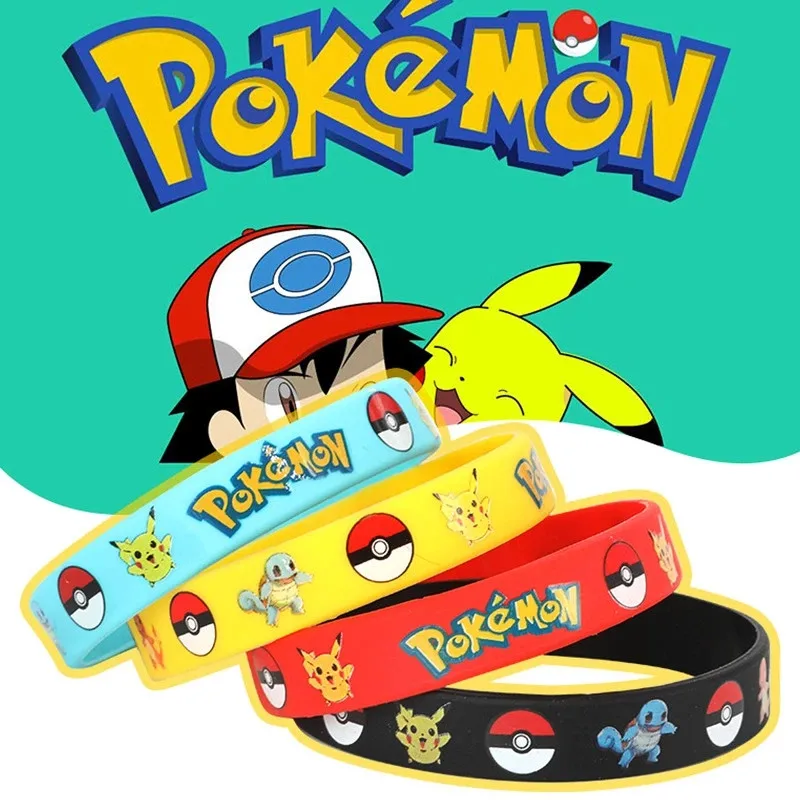 

12pcs Pokemon Bracelet Anime Pocket Elf Pikachu Children Cartoon Silicone Wristband Bracelets Party Gifts Cosplay Accessoires