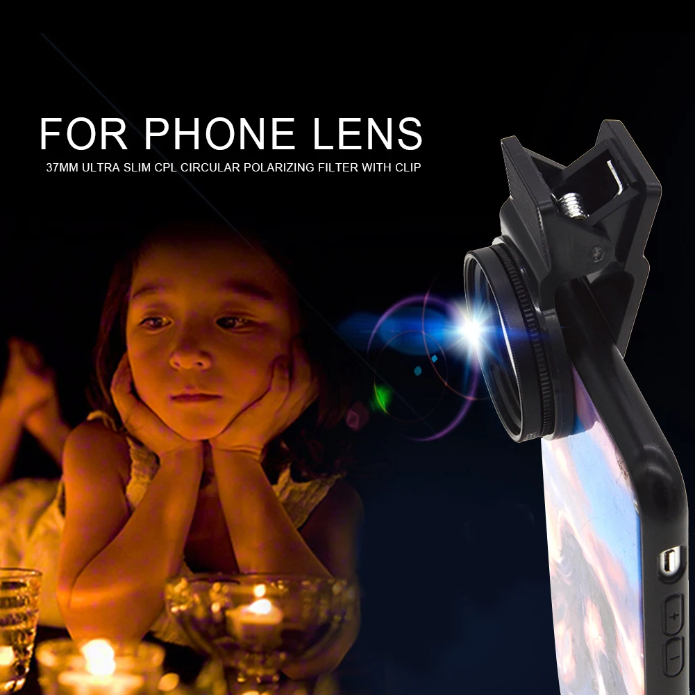 CPL Filter with Clip Lens Zoom Telephoto Kit Smartphone for Phone Lens Ultra Slim Circular Polarizing Filter 37mm
CPL Filter with Clip Lens Zoom Telephoto Kit Smartphone for Phone Lens Ultra Slim Circular Polarizing Filter 37mm