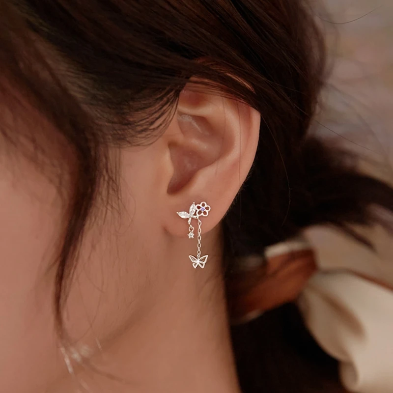 925 Sterling Silver Butterfly Tassel Ear Line Drop Earrings Female Cubic Zirconia Girl Crystal Jewelry for Women Elegant Gifts
925 Sterling Silver Butterfly Tassel Ear Line Drop Earrings Female Cubic Zirconia Girl Crystal Jewelry for Women Elegant Gifts