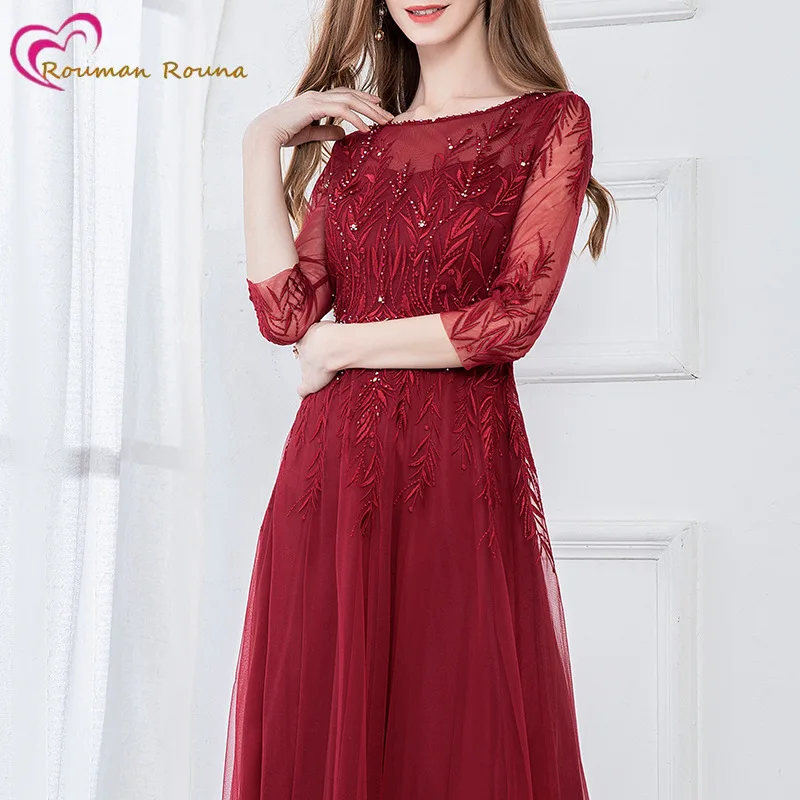 Mesh embroidered dress summer 2020 nail bead round neck 7-point sleeve closing waist shows thin and long A-line skirt
Mesh embroidered dress summer 2020 nail bead round neck 7-point sleeve closing waist shows thin and long A-line skirt