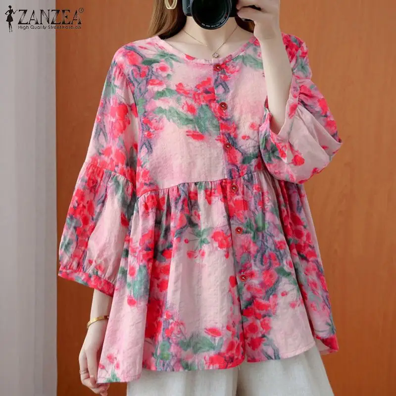 ZANZEA 2022 Women Bohemian Floral Printed Blouse Summer Flower Shirt Casual Loose 3/4 Sleeve Buttons Blusas Vintage Tunic Tops
ZANZEA 2022 Women Bohemian Floral Printed Blouse Summer Flower Shirt Casual Loose 3/4 Sleeve Buttons Blusas Vintage Tunic Tops