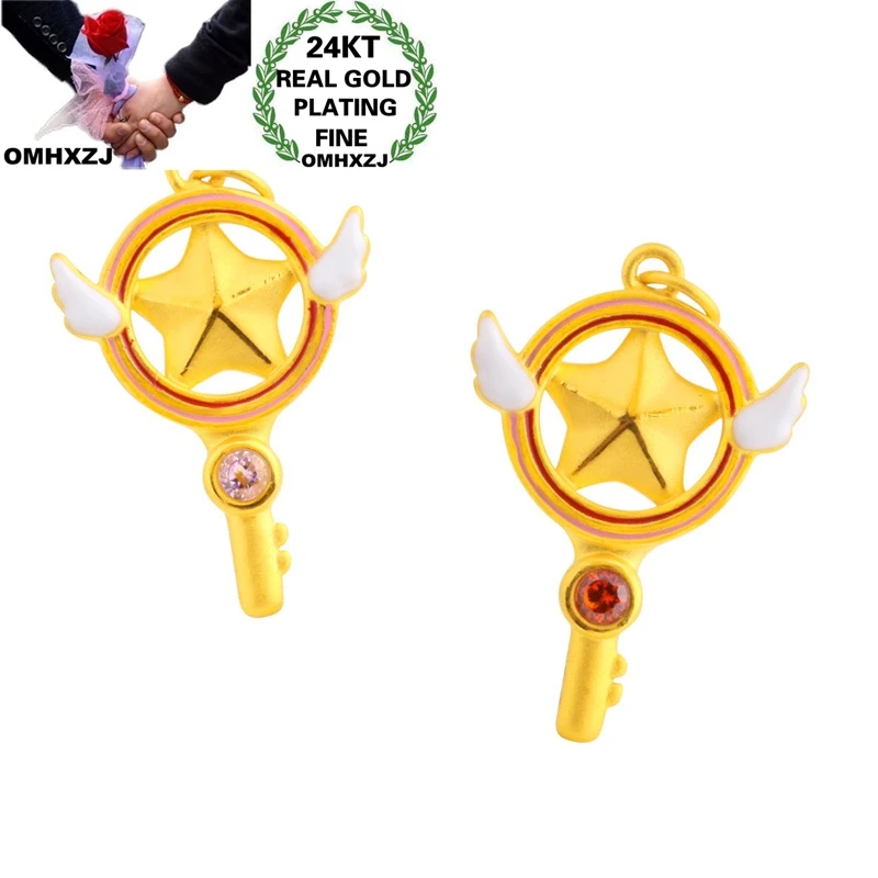 OMHXZJ Wholesale CA397 European Fashion Hot Woman Man Party Birthday Wedding Gift Star Angel AAA Zircon 24KT Gold Pendant Charm | Украшения