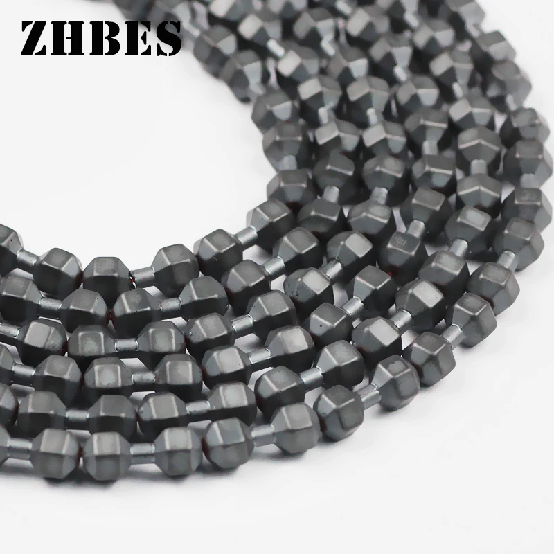 

ZHBES Natural Matte Stone Dumbbell Barbell Shape Black Hematite Spacers Loose Beads For Jewelry Making DIY Bracelets Accessories