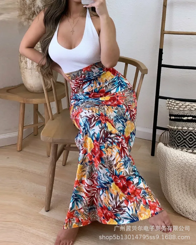 Summer 2021 Printing Stitching Beach Dress Women Sleeveless Dresses High Waist O-neck Slim Fits Low Cut Holiday Dress
Summer 2021 Printing Stitching Beach Dress Women Sleeveless Dresses High Waist O-neck Slim Fits Low Cut Holiday Dress