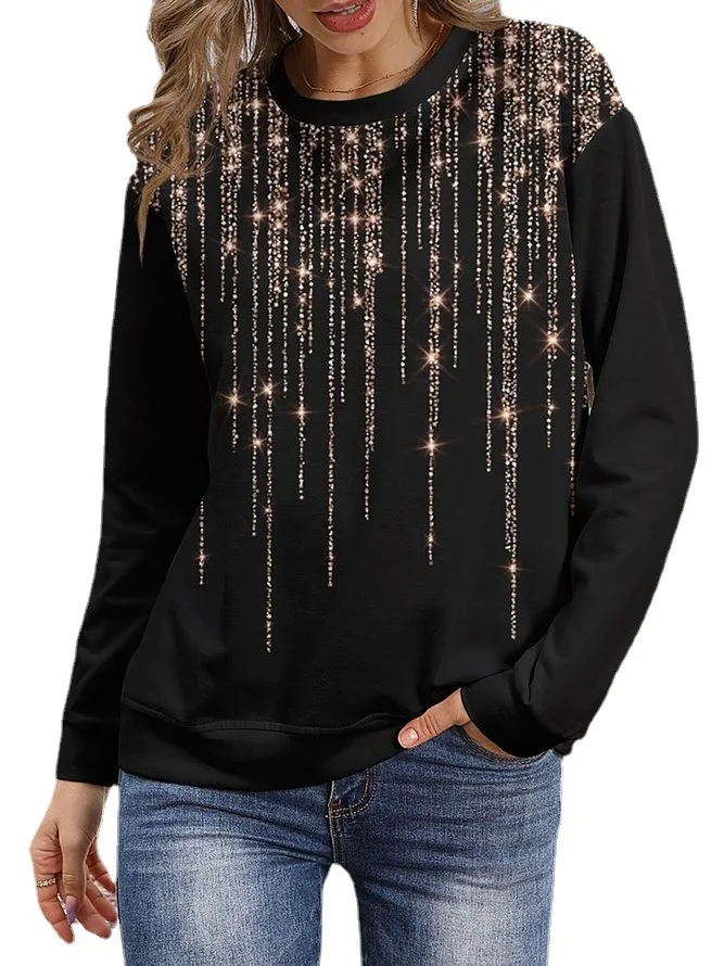 Women's Tops Sweatshirt 2021 Autumn New Large Size T-shirt Round Neck Base Shirt Sparkling Stars Printing Long-sleeved T-shirt
Women's Tops Sweatshirt 2021 Autumn New Large Size T-shirt Round Neck Base Shirt Sparkling Stars Printing Long-sleeved T-shirt
