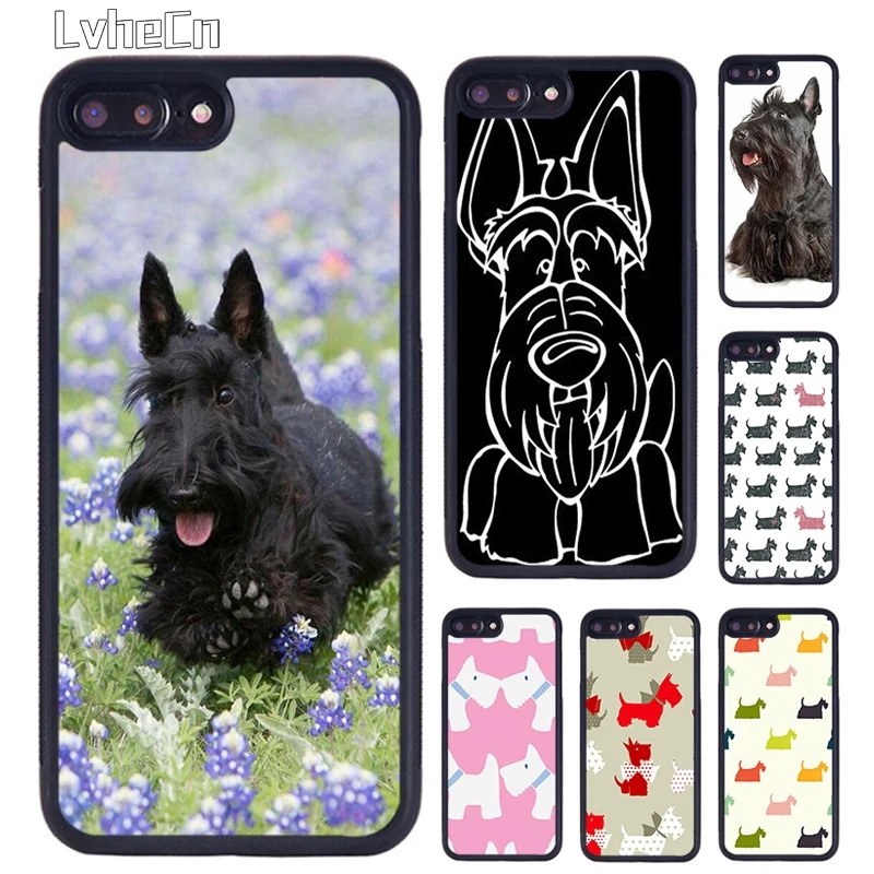 Черный чехол LvheCn с щенком шотландского терьера для iPhone 5 6 S 7 8 Plus 11 12 Pro X XR XS Max Samsung