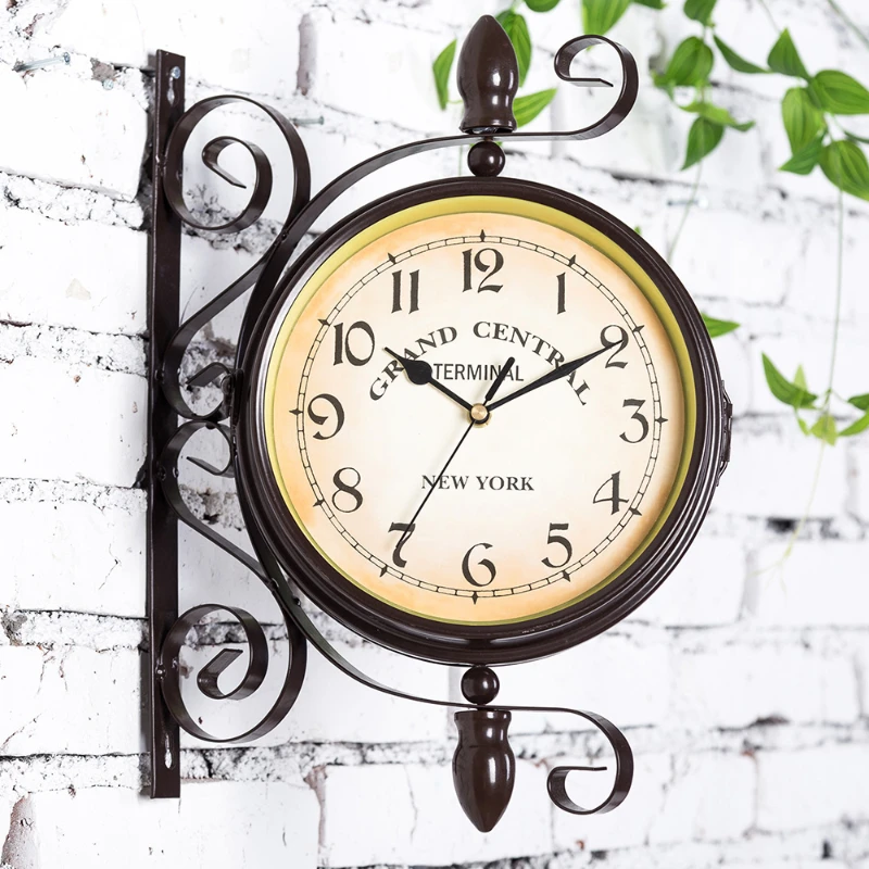 European-style Iron Art Double-sided Wall Clock Creative American Garden Wall Watch Living Room Clock Decoration Clock
European-style Iron Art Double-sided Wall Clock Creative American Garden Wall Watch Living Room Clock Decoration Clock