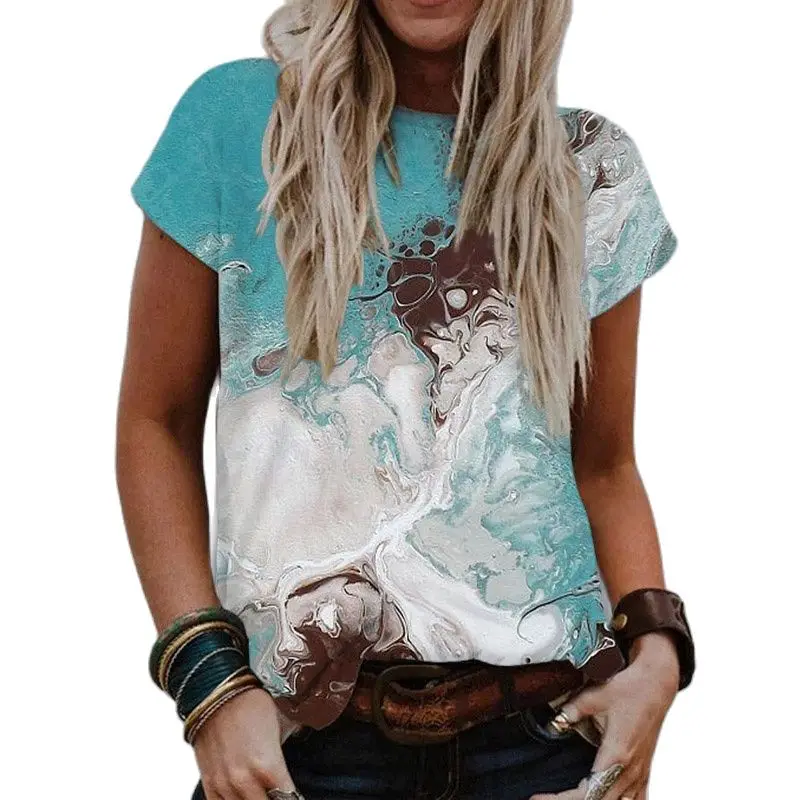 Women Summer Street Casual O-Neck Short Sleeve Waves Harajuku Clothes Female Watercolor Printing Tees Plus Size Loose T-shirts
Women Summer Street Casual O-Neck Short Sleeve Waves Harajuku Clothes Female Watercolor Printing Tees Plus Size Loose T-shirts