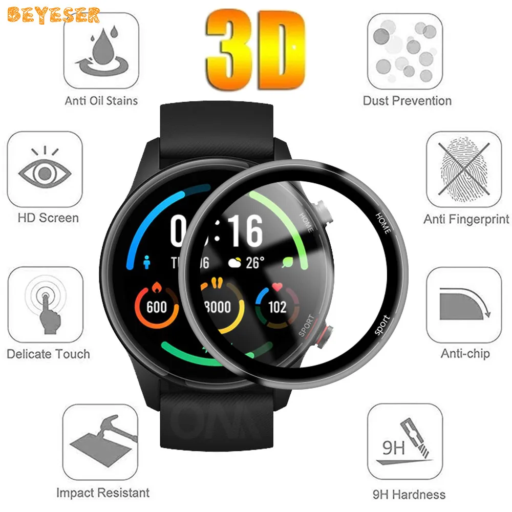 

3D Curved Edge Full Soft Protective Film Cover For Xiaomi Mi Watch Color Sports Edition Smartwatch Screen Protector (Not Glass)
