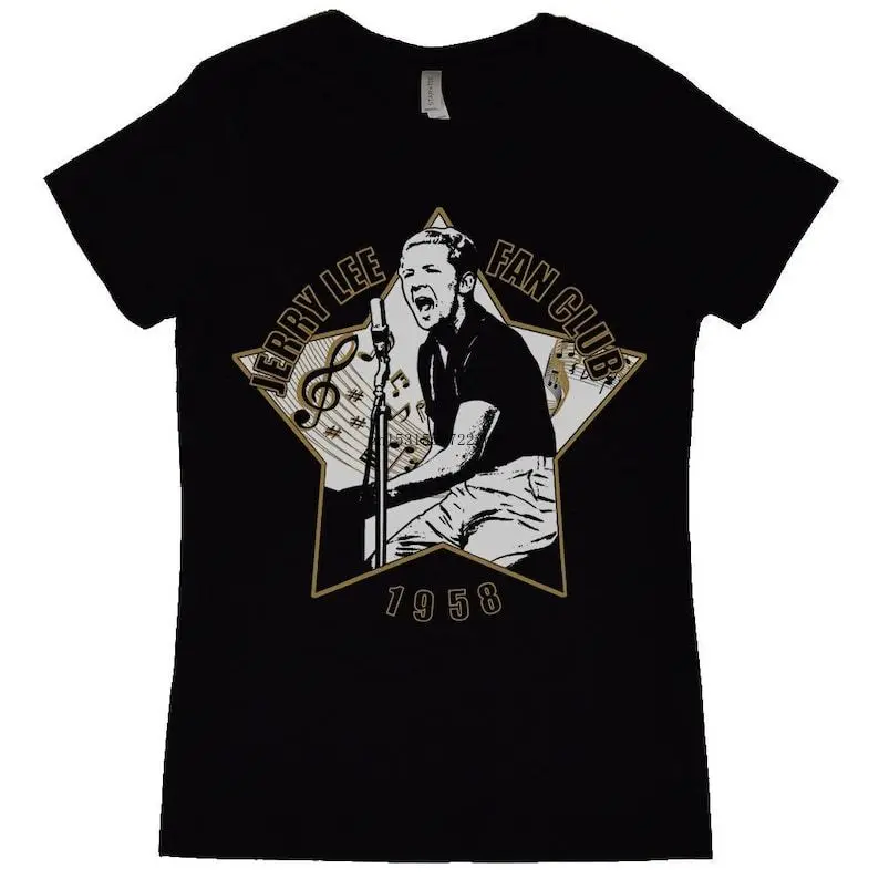 Jerry Lee Lewis Fan Club Women's T-Shirt O-neck T Shirt Homme Short Sleeve