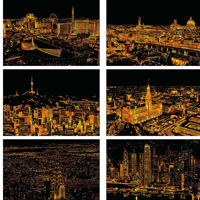41x29 CM DIY Manual Scraping Painting Creative Famous City Buidling Night View Scratch Drawing Toys For Kids Learing Toys
41x29 CM DIY Manual Scraping Painting Creative Famous City Buidling Night View Scratch Drawing Toys For Kids Learing Toys