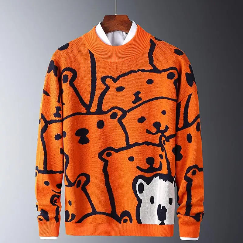 Mens Autumn Casual Sweaters Polar Bear Pattern Trendy Slim Sweaters Cotton Long Sleeve Round Collar Male Warm Pullovers Orange
Mens Autumn Casual Sweaters Polar Bear Pattern Trendy Slim Sweaters Cotton Long Sleeve Round Collar Male Warm Pullovers Orange