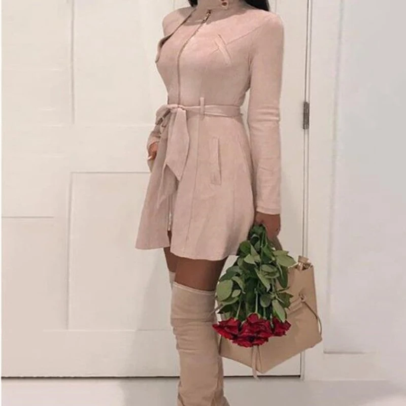 Fall Office Lady Turtleneck Zipper Outwear Long Sleeves Slim Female Clothes Sashes Button Blue Kaqhi Color Trench Coat For Women
Fall Office Lady Turtleneck Zipper Outwear Long Sleeves Slim Female Clothes Sashes Button Blue Kaqhi Color Trench Coat For Women
