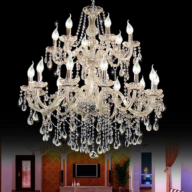 

Large foyer modern chandelier Stair Long candle crystal chandelier Fixture Staircase lighting stairs Long hanging chandelier