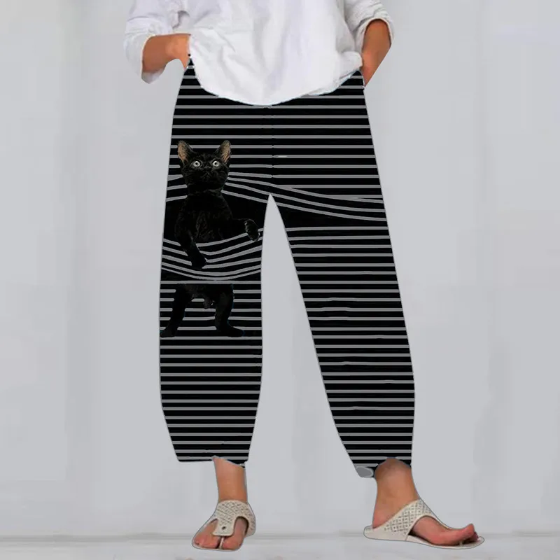 Breathable Harajuku Cartoon Trousers Women Pants Cat Animal Printed High Waist Pants Stripe Casual Loose Pant Woman Sweatpants
Breathable Harajuku Cartoon Trousers Women Pants Cat Animal Printed High Waist Pants Stripe Casual Loose Pant Woman Sweatpants