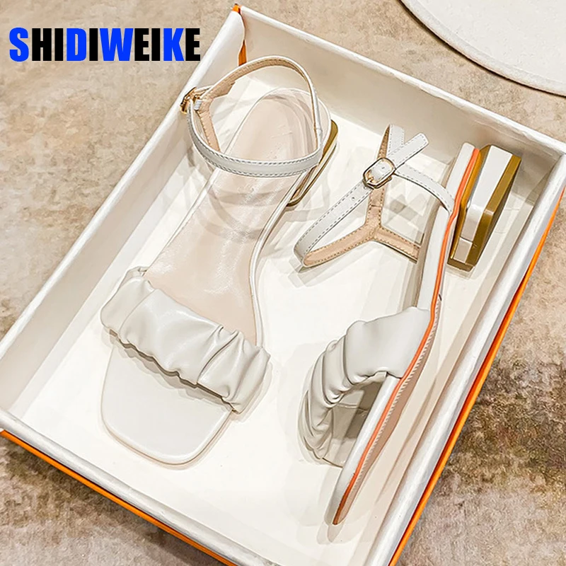 Fashion Square Heel Womens Sandals 2022 Summer New Korean Pleated Ankle Buckle Casual High Heels Sandals Simple Rome Shoes
Fashion Square Heel Womens Sandals 2022 Summer New Korean Pleated Ankle Buckle Casual High Heels Sandals Simple Rome Shoes