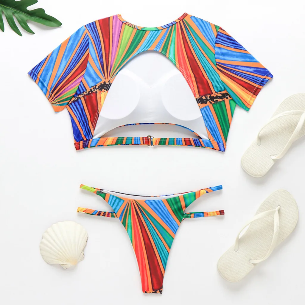 2020 Women short sleeve thong micro Bikini Solid Set Swimsuit Two Piece Filled Bra Swimwear summer Beach wear biquini monokini
2020 Women short sleeve thong micro Bikini Solid Set Swimsuit Two Piece Filled Bra Swimwear summer Beach wear biquini monokini
