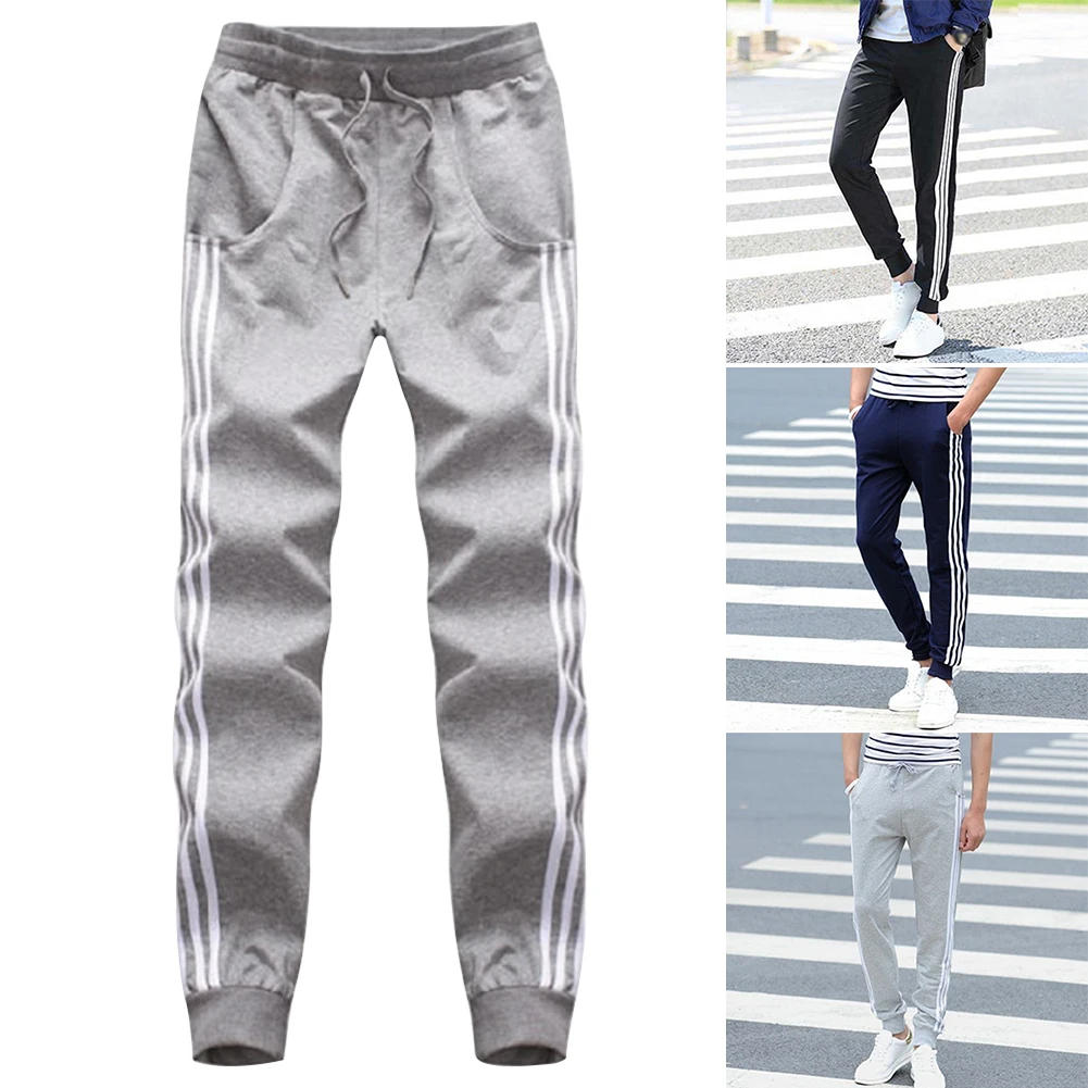 Men Women Elastic Waist Sports Trousers Home Slim Daily Loose Fitness Office 3 Striped Long Pants Soft Shopping Casual 
Men Women Elastic Waist Sports Trousers Home Slim Daily Loose Fitness Office 3 Striped Long Pants Soft Shopping Casual