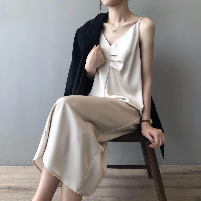 Dress for Women Clothing Folds Spaghetti Strap Casual Pencil Polyester V-Neck Summer Sleeveless Solid Natural Camisole Vintage
Dress for Women Clothing Folds Spaghetti Strap Casual Pencil Polyester V-Neck Summer Sleeveless Solid Natural Camisole Vintage