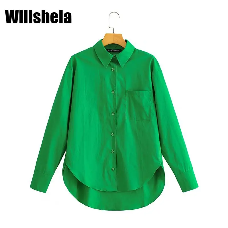 Willshela Women Casual Green Poplin Shirt with Front Pocket Lapel Collar Long Cuffed Sleeves Chic Lady Woman Fashion Basic Top
Willshela Women Casual Green Poplin Shirt with Front Pocket Lapel Collar Long Cuffed Sleeves Chic Lady Woman Fashion Basic Top