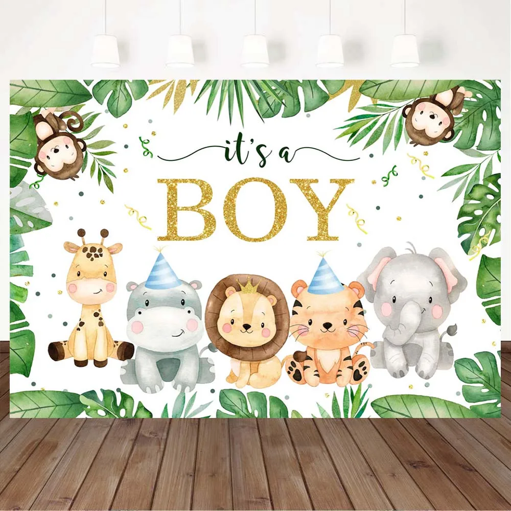 Mocsicka It's a Boy Baby Shower Backdrop Forest Jungle Safari Cartoon Animal Photo Background Newborn Portrait Photography Props
Mocsicka It's a Boy Baby Shower Backdrop Forest Jungle Safari Cartoon Animal Photo Background Newborn Portrait Photography Props