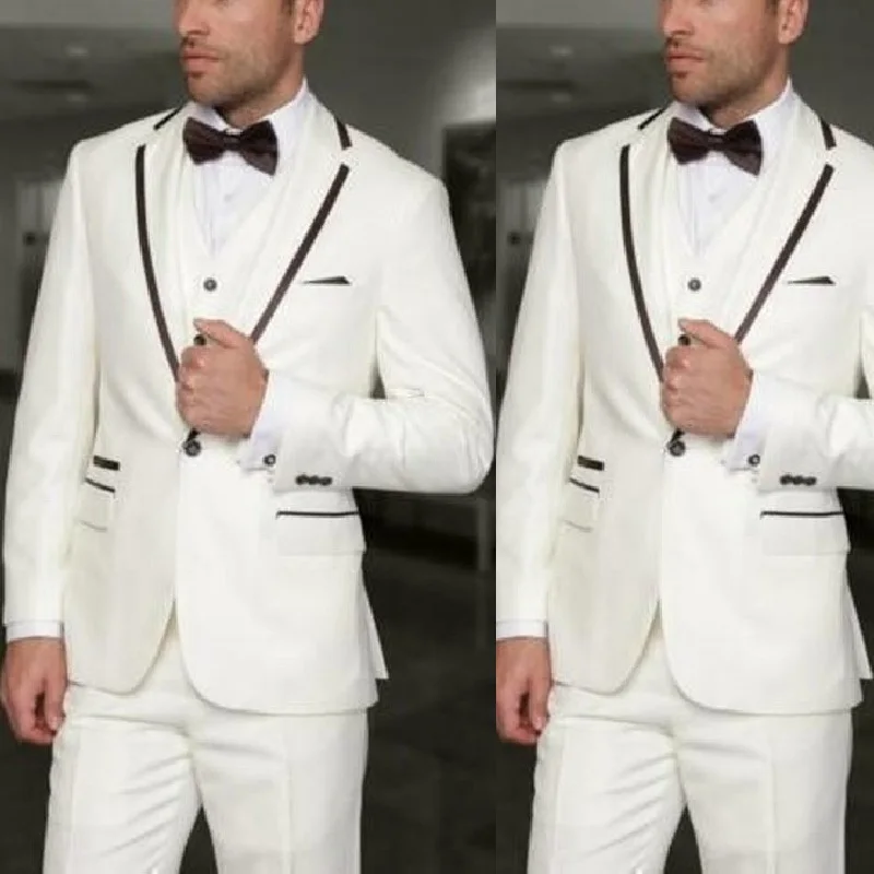 2PCS White Men Suit One Button Tuxedo Groom Suits For Men Wedding Suit Dinner Prom Suit Custom Costume Homme Mariage Coat + Pant
2PCS White Men Suit One Button Tuxedo Groom Suits For Men Wedding Suit Dinner Prom Suit Custom Costume Homme Mariage Coat + Pant