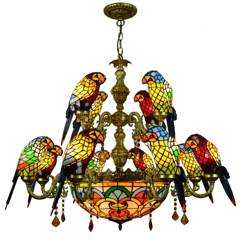 CX European-Style Retro Double-Layer Tiffany Colored Glass Parrot Chandelier Multi-Head Glass Lamp
CX European-Style Retro Double-Layer Tiffany Colored Glass Parrot Chandelier Multi-Head Glass Lamp
