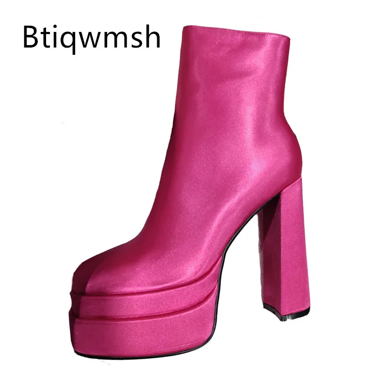 Pink Luxury Satin Ankle Boots Woman SquareToe Side Zipper Platform 14CM High Heels Shoes Woman Fashion Short Boots
Pink Luxury Satin Ankle Boots Woman SquareToe Side Zipper Platform 14CM High Heels Shoes Woman Fashion Short Boots